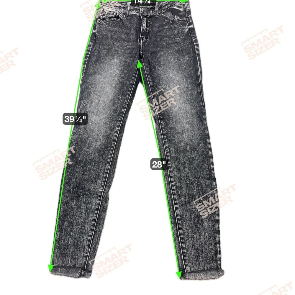 KanCan Estilo Women's 7/27 Acid Wash Black Skinny Straight Jeans - Picture 2 of 6